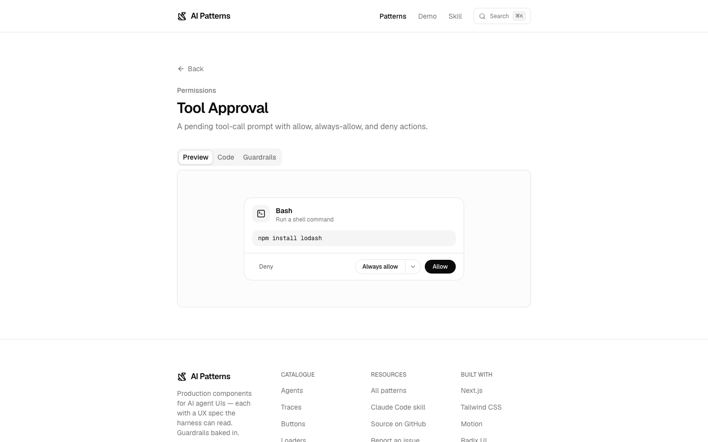 Tool approval — the permissions pattern for tool and connector access