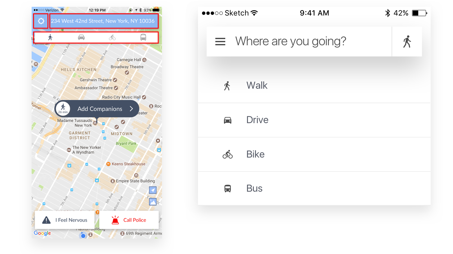 Before & After transportation modes