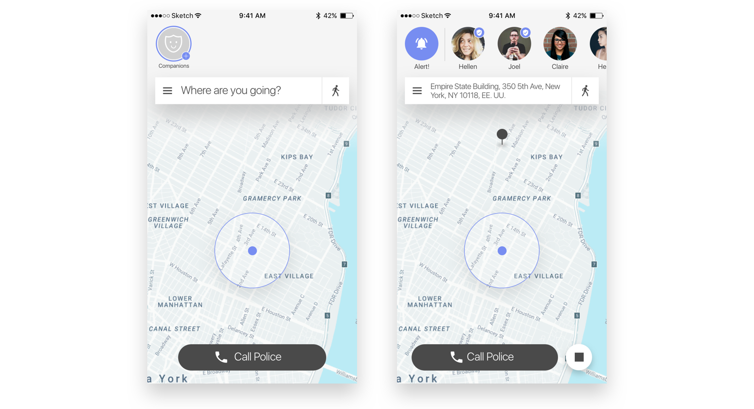 Final app screens