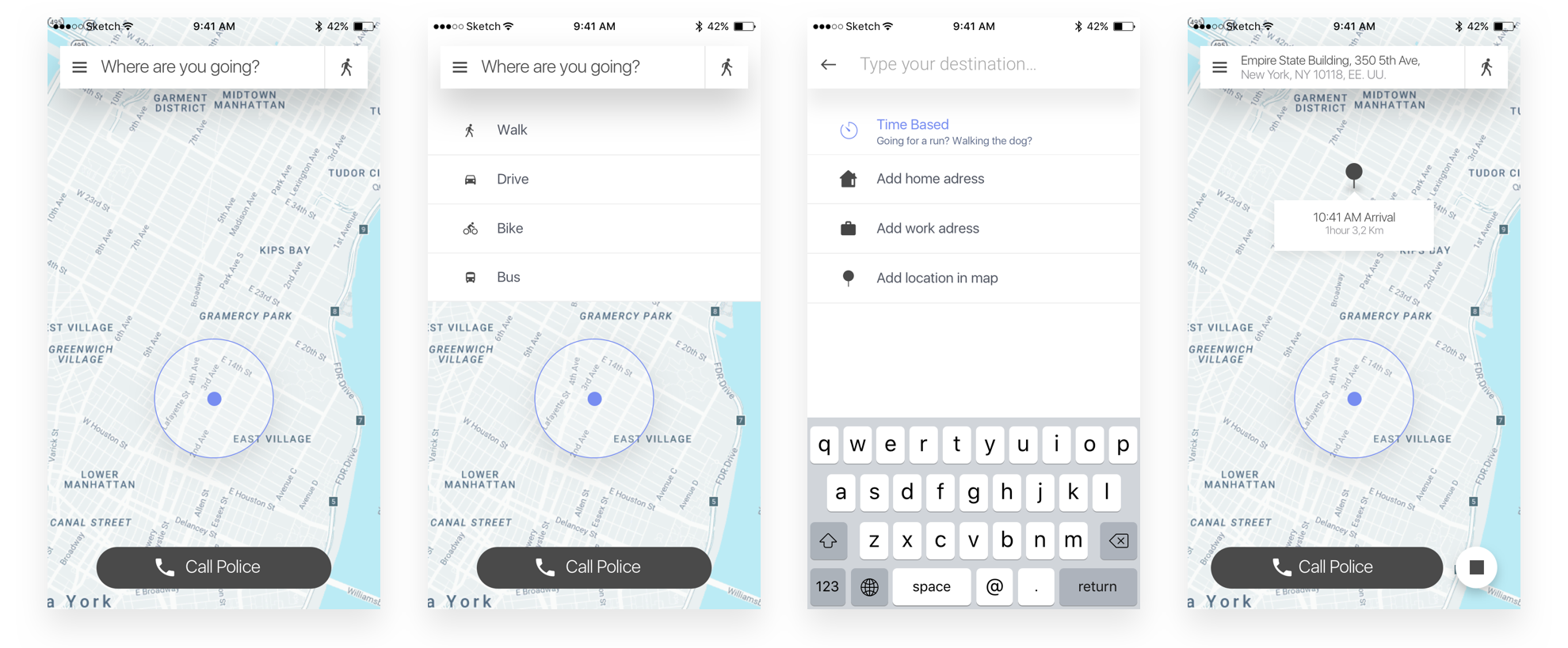 Transportation modes user flow