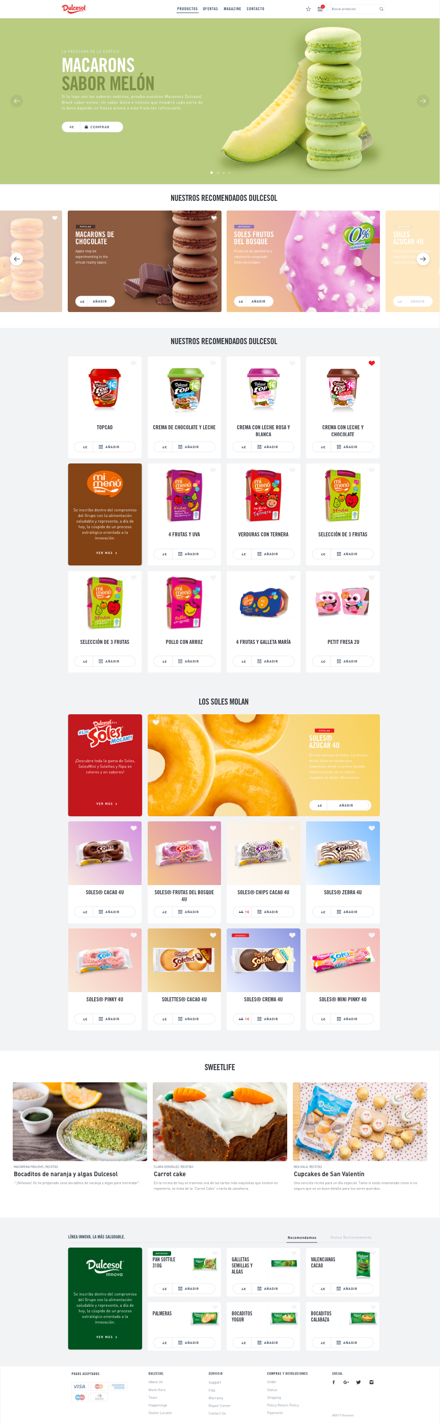 Dulcesol Website home layout