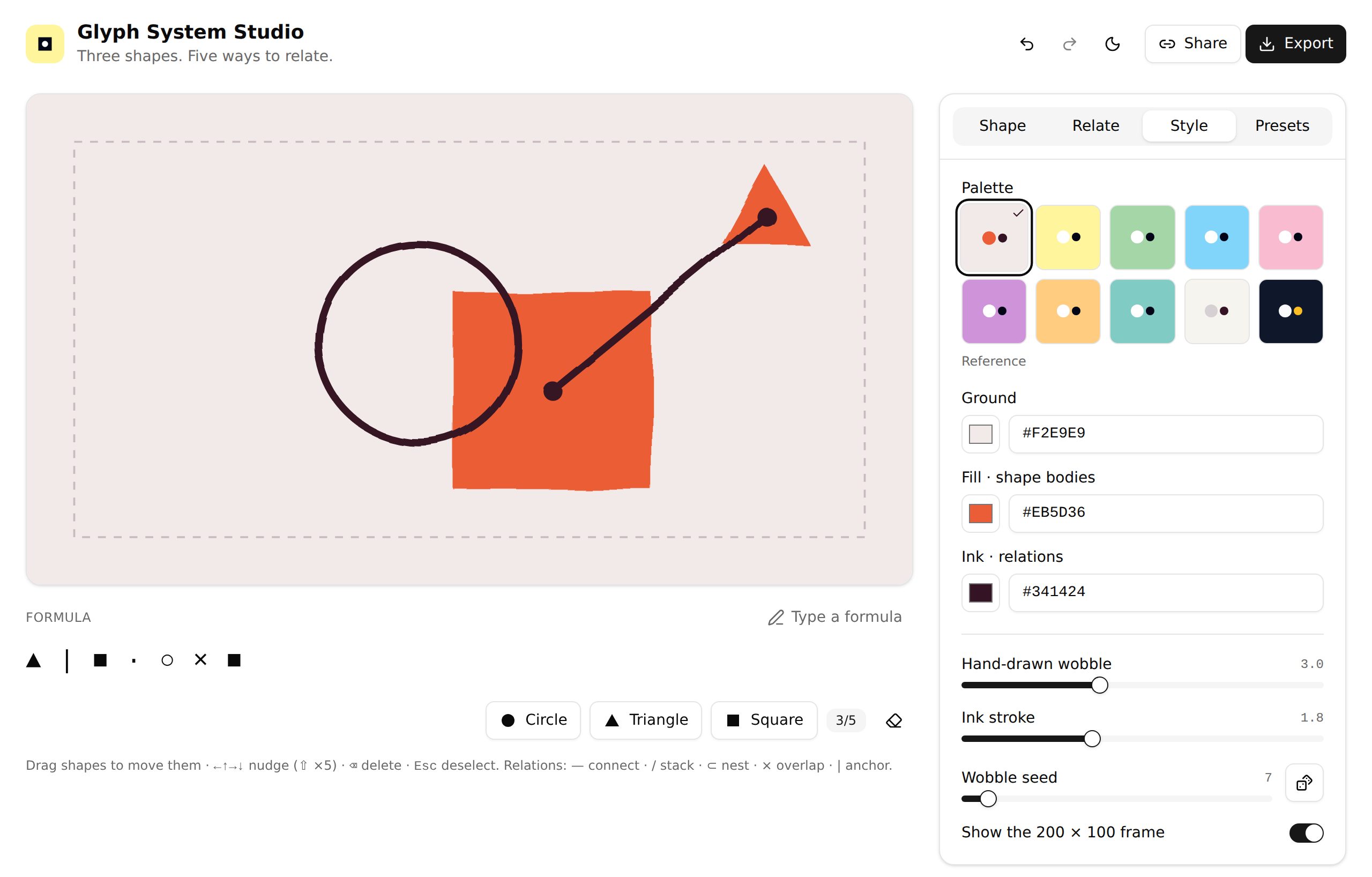 Glyph System Studio, Style tab — the reference palette on the Eclipse glyph