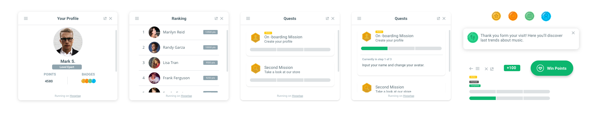 UI sample of main screens