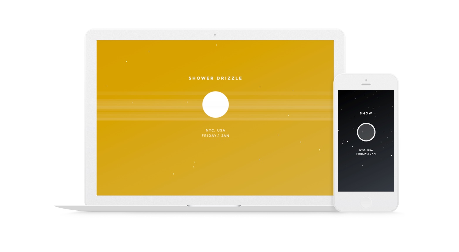 Timecast, the 2016 version — the same circle and gradient, built with jQuery and OpenWeatherMap