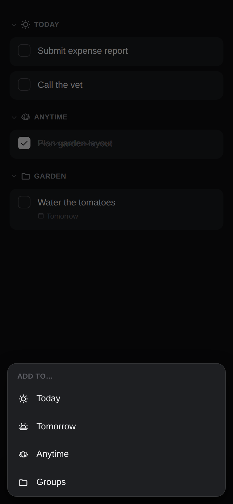 Long-press Add to sheet in dark mode