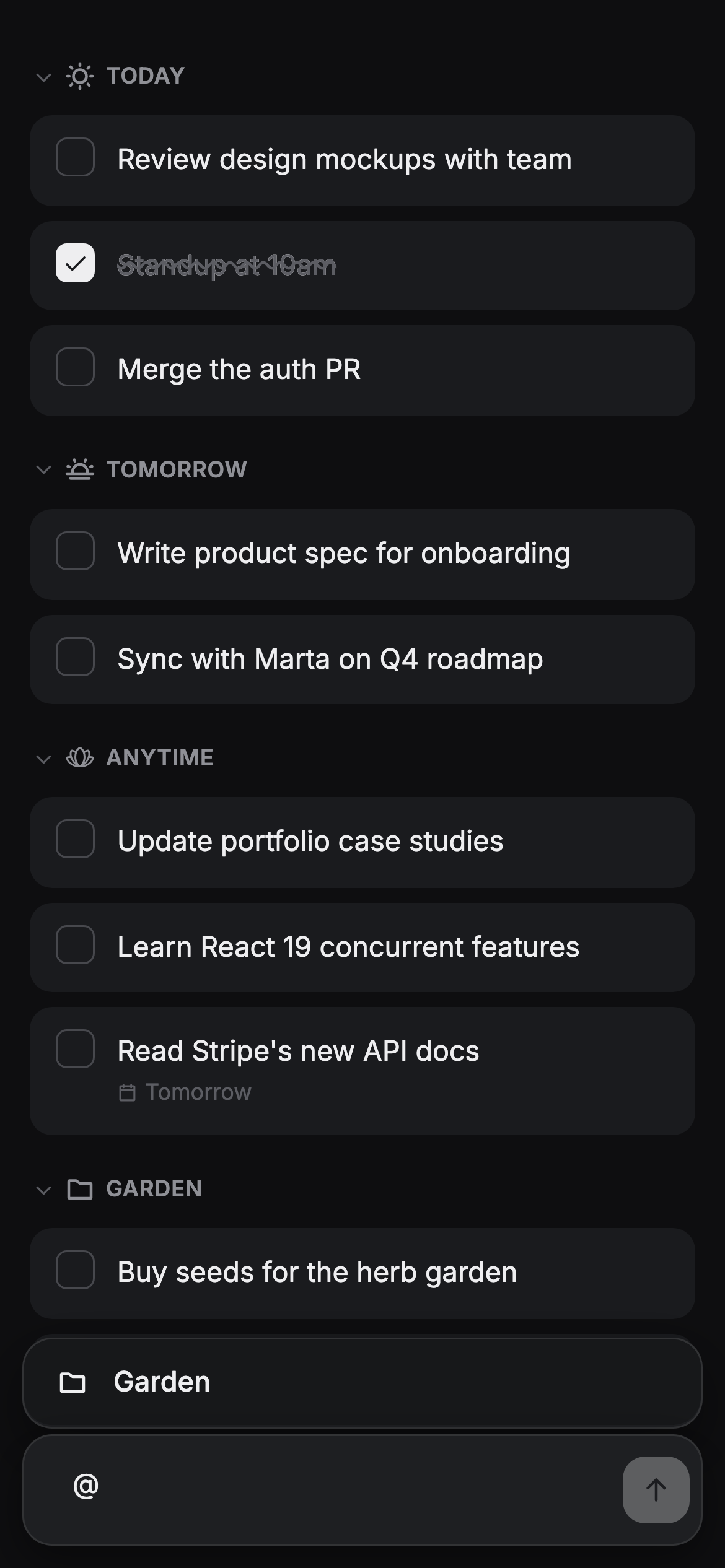 @ command menu in dark mode