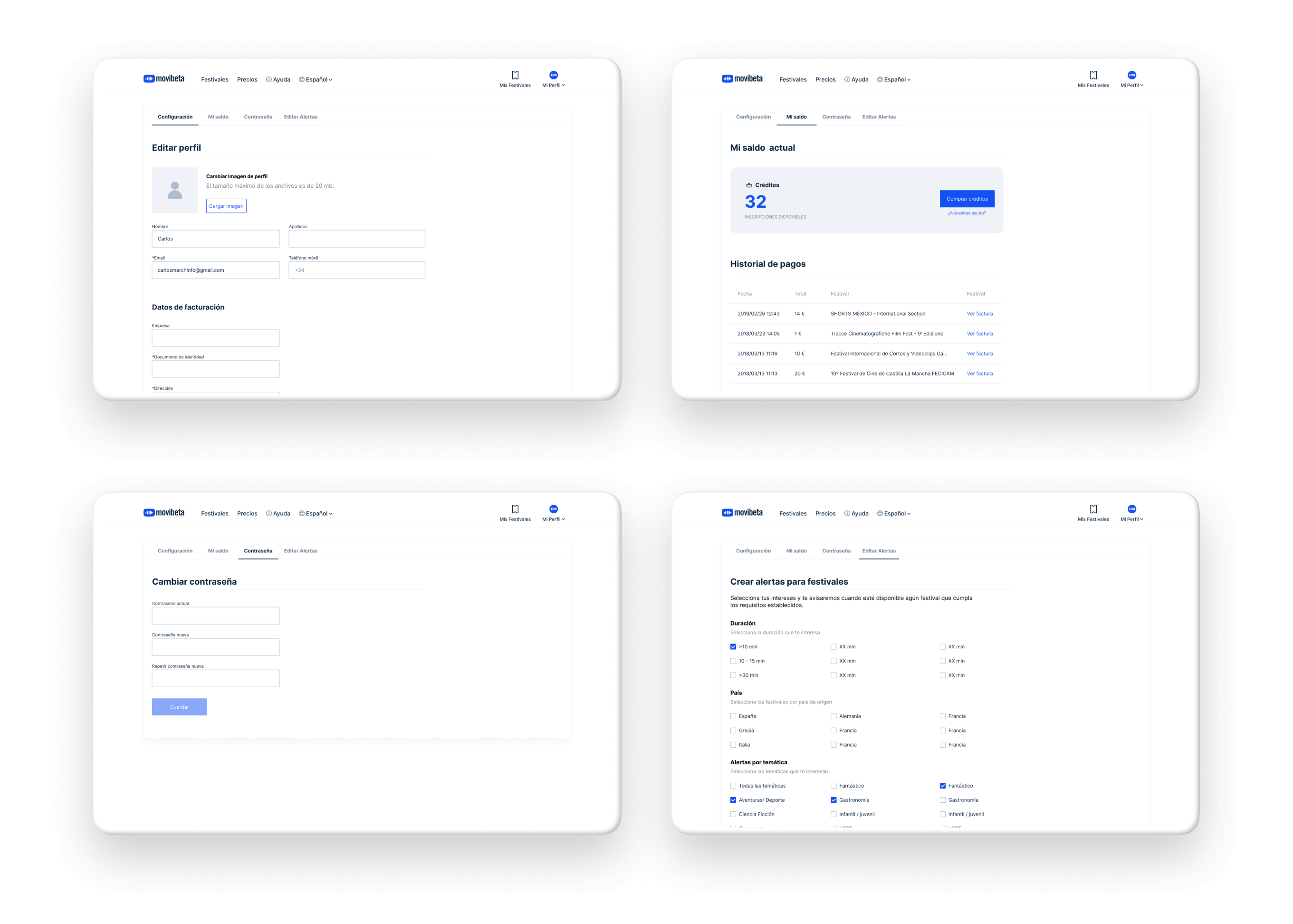 Movibeta settings